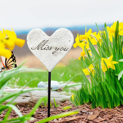 MUAMAX miss you heart stake for outdoor cemetery display