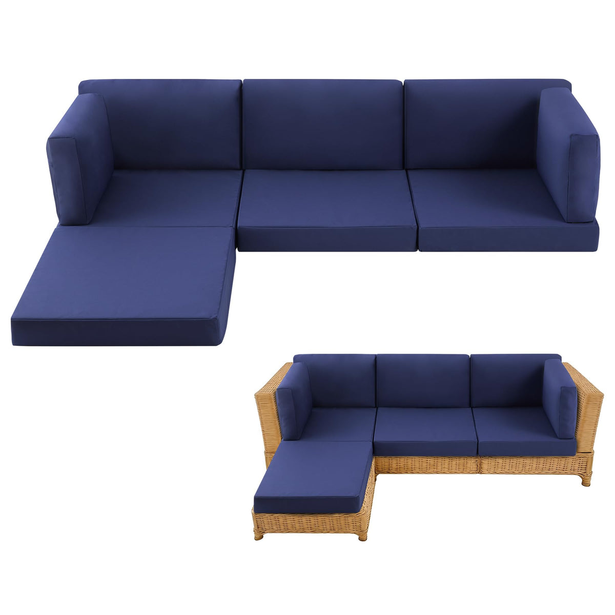MuaMelop 9-piece cushion set on a patio sofa for outdoor comfort