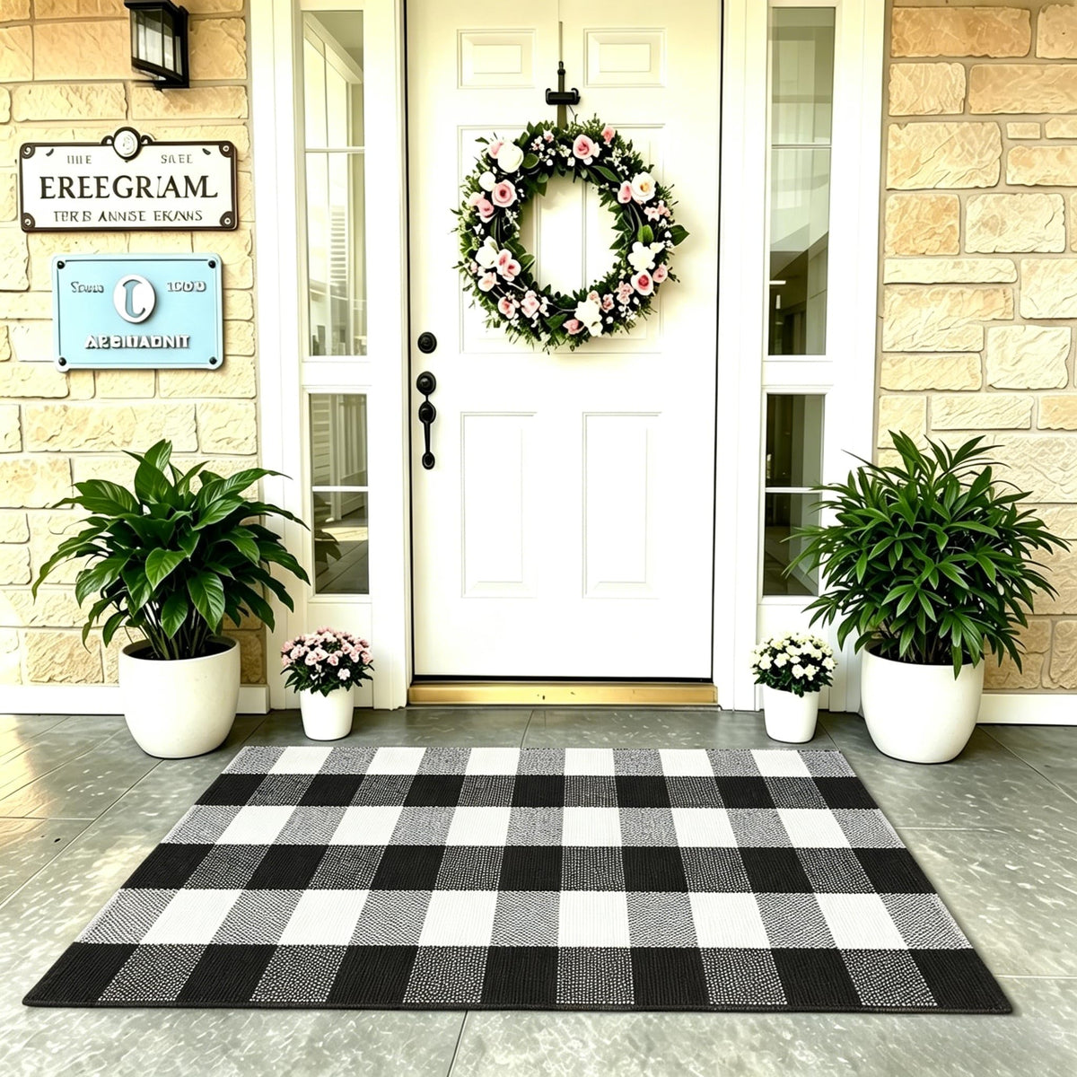 MUBIN buffalo plaid entryway rug fits narrow spaces with timeless style
