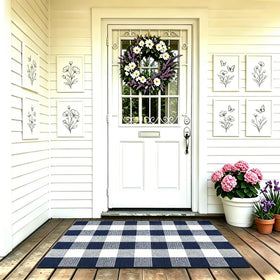 MUBIN cotton buffalo plaid rug front door adds soft durability for high-traffic entrances.