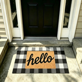 MUBIN kitchen rug in buffalo plaid offers soft comfort and easy cleaning