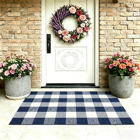 MUBIN layered-entryway rug hello mat creates a polished, welcoming entry.