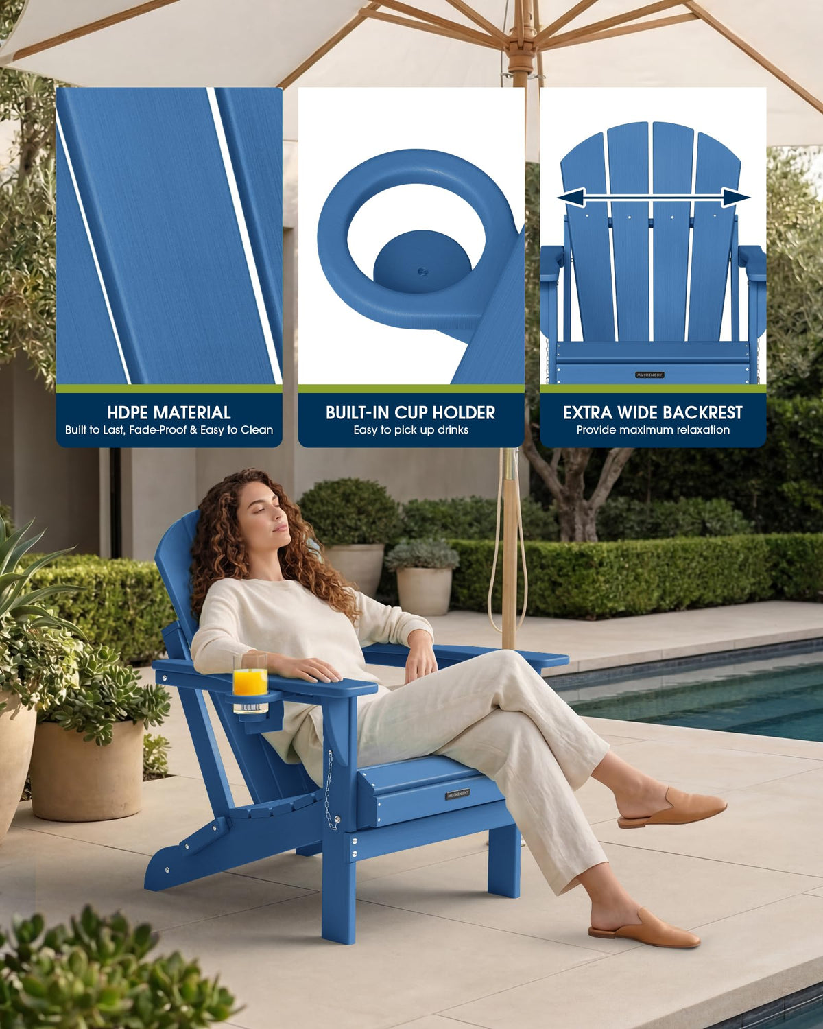 Muchenghy chair cleans easily with soap and water.