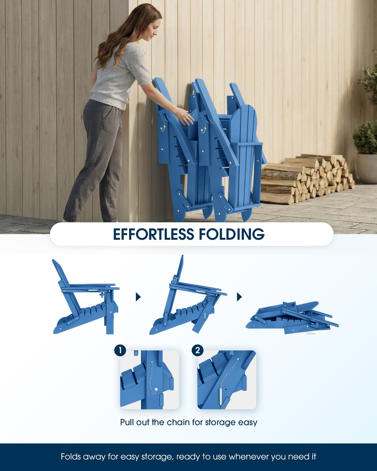 Muchenghy folding chair assembly shown in five steps.