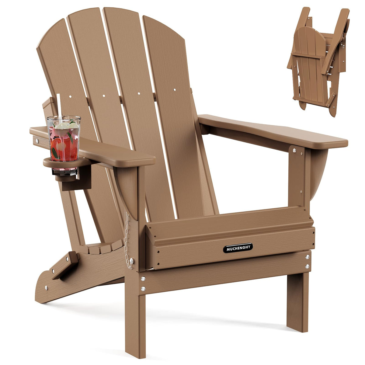 MUCHENGHY folding Adirondack chair during assembly for easy setup.