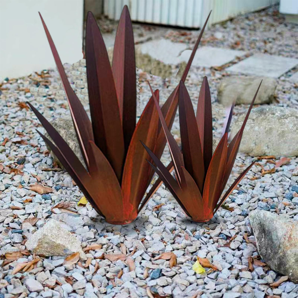 Muciwa agave sculpture red offers versatile indoor-outdoor use for patios or living spaces.
