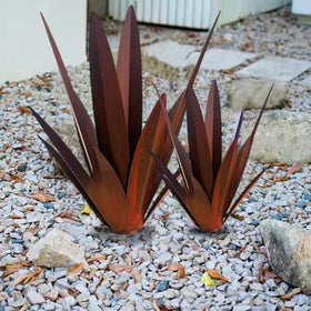 Muciwa agave sculpture red offers versatile indoor-outdoor use for patios or living spaces.