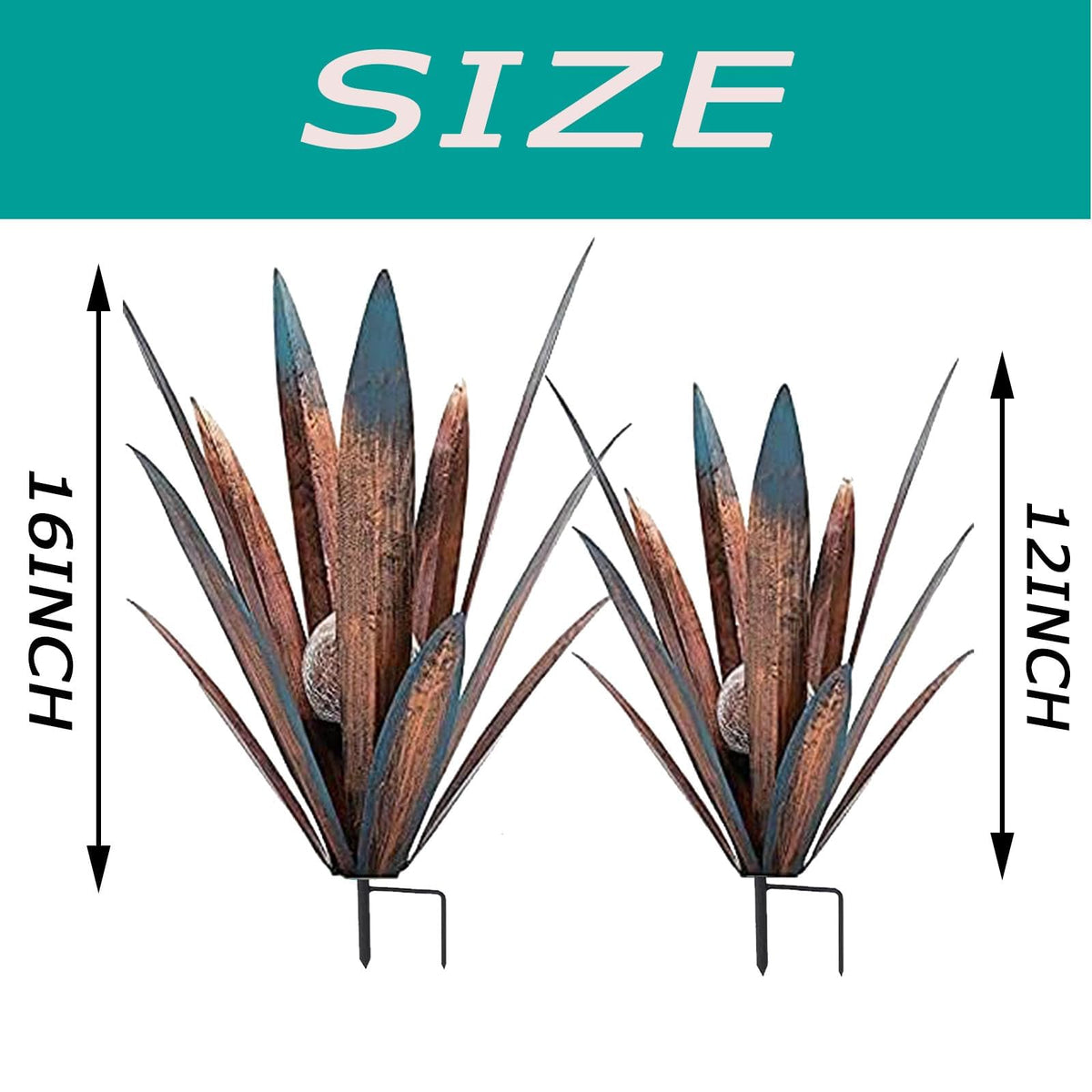 Muciwa agave sculpture with rod for stability, easy soil placement