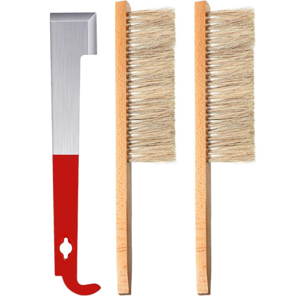 Mudder bee hive tool with J-hook frame lifter for gentle frame removal.
