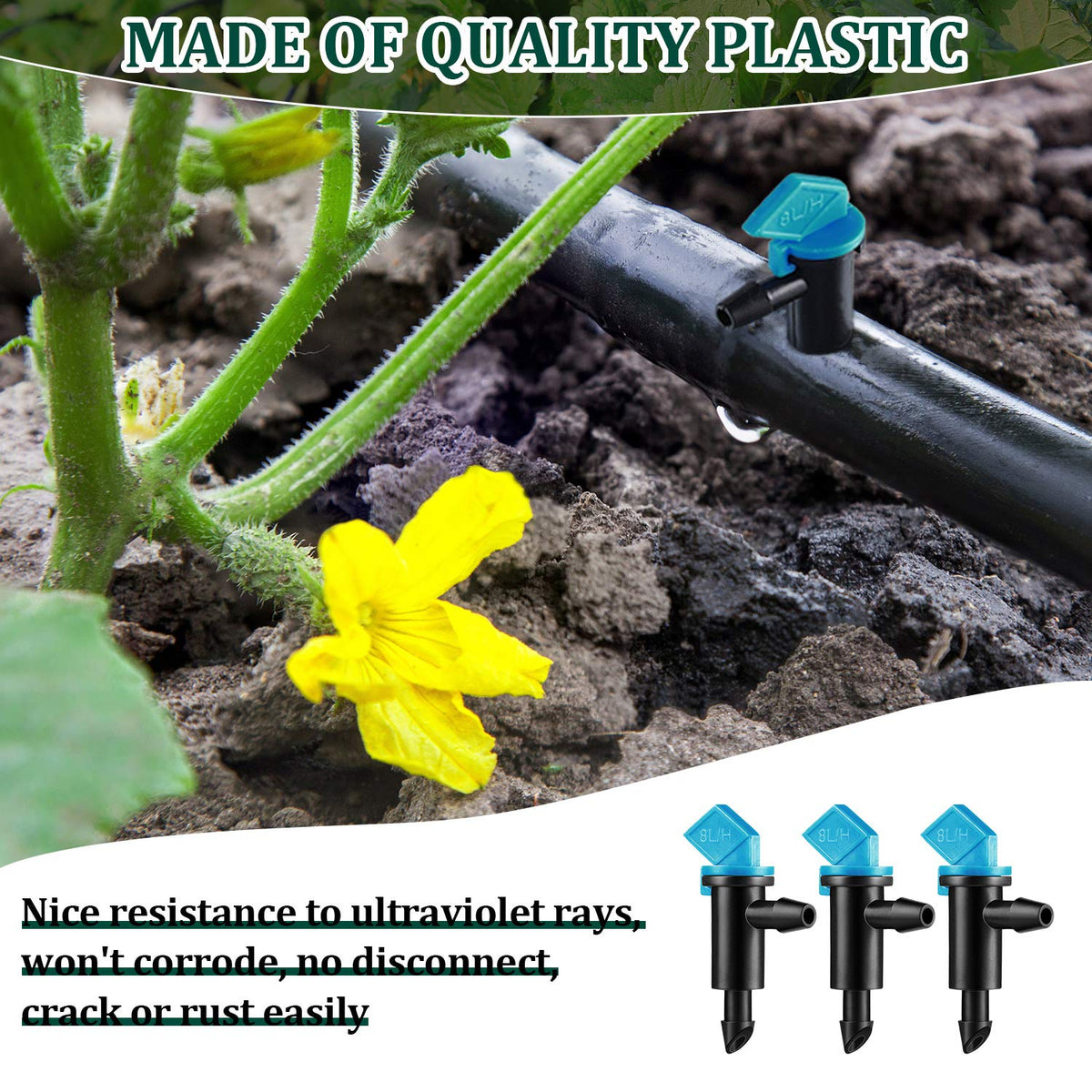 Mudder 1/4-inch branch-line compatibility enables reach to distant shrubs.