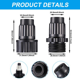 Mudder 3/4-inch faucet adapter connected to hose, secure fit.
