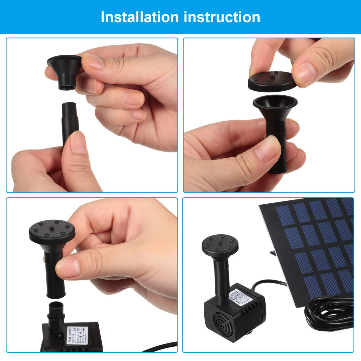 Mudder solar pump in bird bath or small pond.