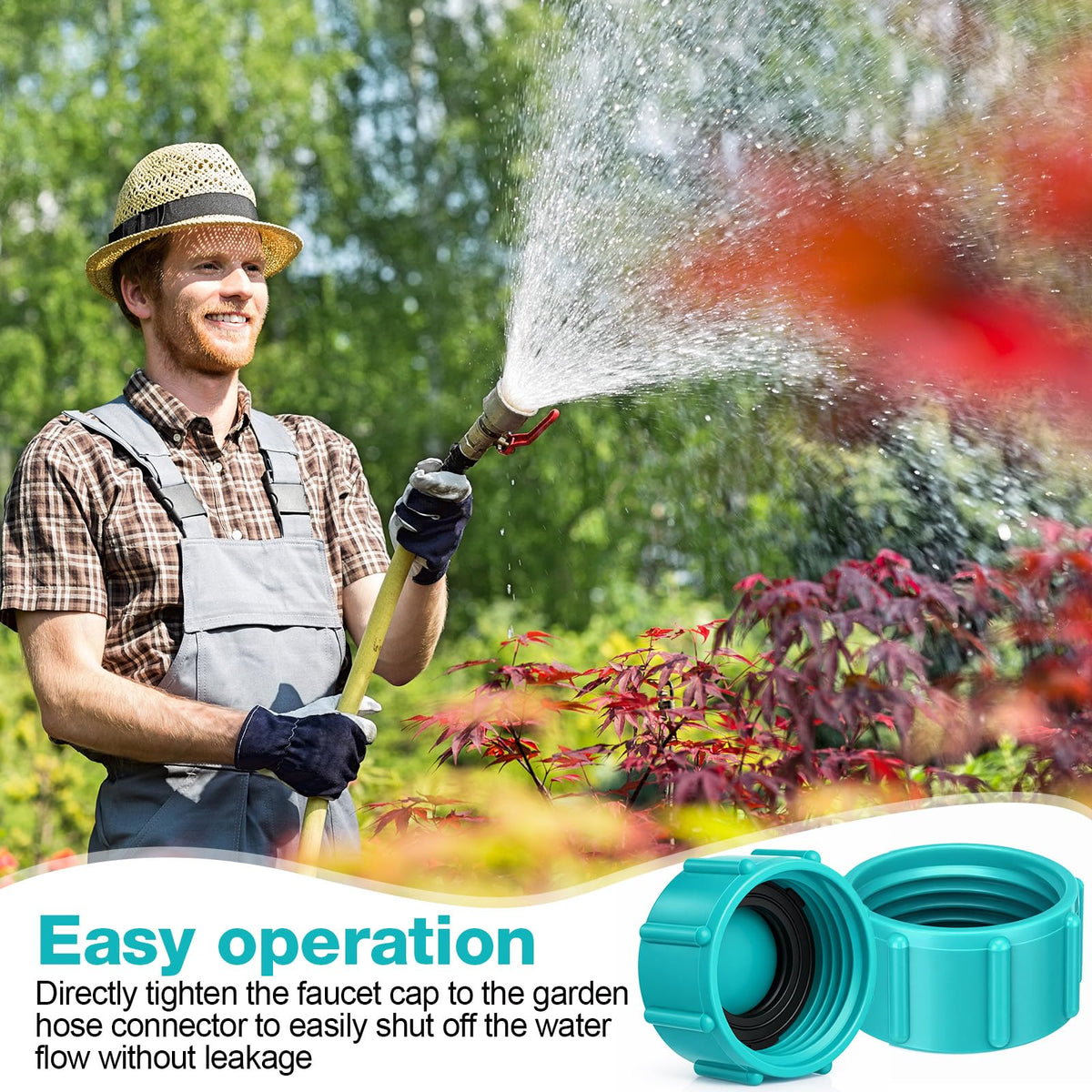 Mudder water spigot-cap protects unused outlets during garden chores.
