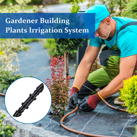 Mudder barbed tubing connector supporting quick leak free irrigation setups