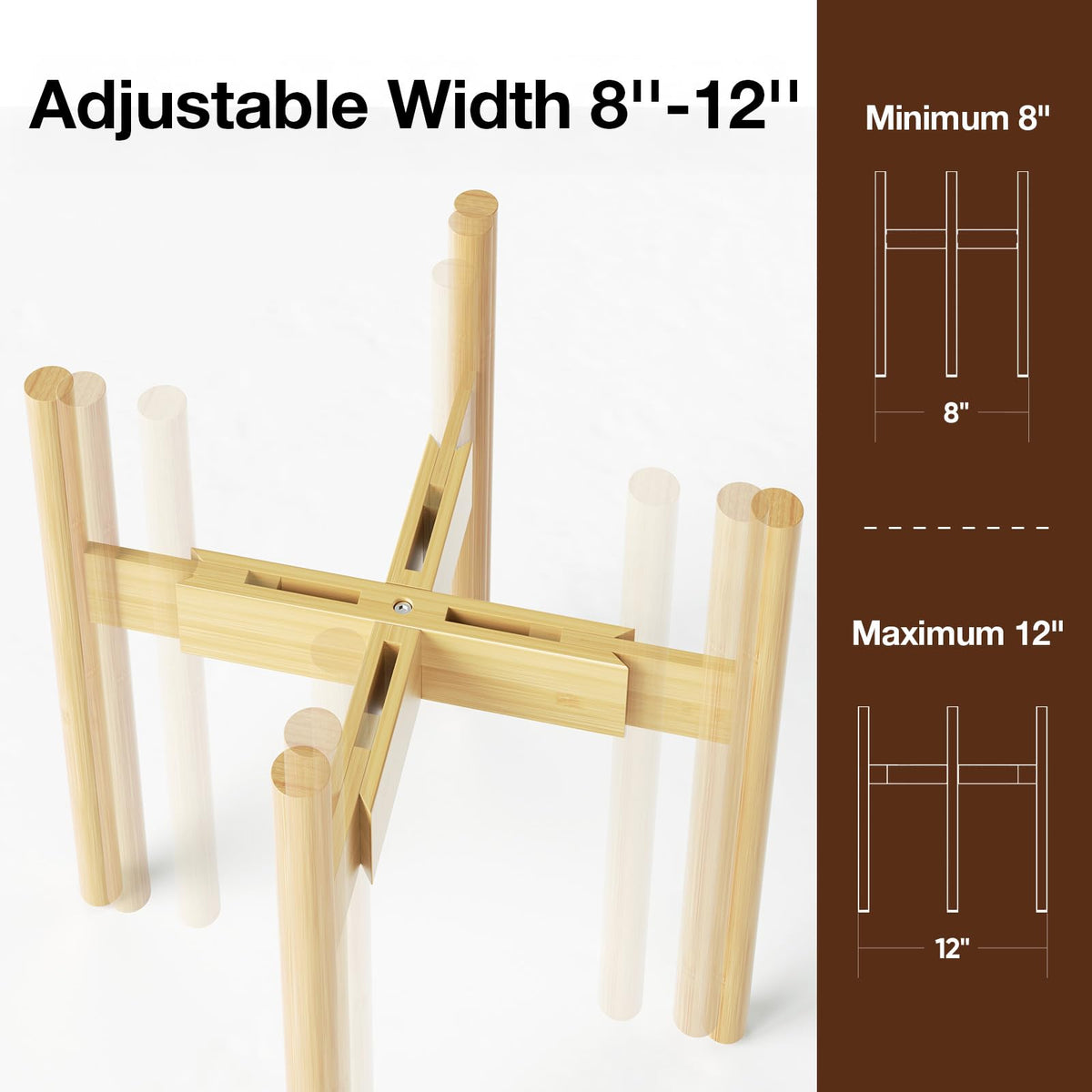 MUDEELA bamboo plant stand in natural finish, showcasing mid-century modern style