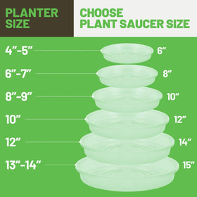 MUDEELA clear plastic saucer highlights thick construction for heavy pots.