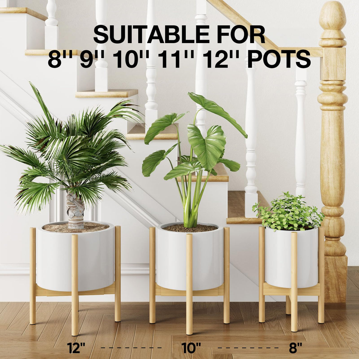 Stable single-tier floor plant holder measuring 14.5 inches tall