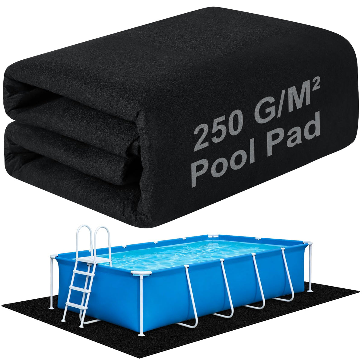 Muderek 11x7.5ft pool liner pad under view showing rugged 250 g/m² felt protection