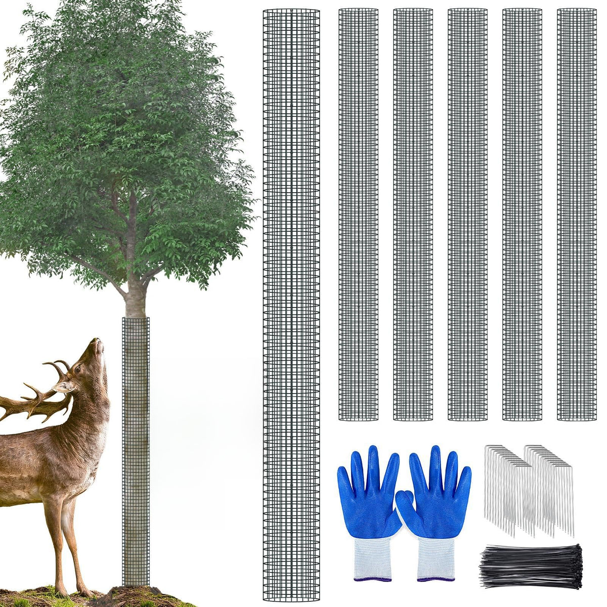 MUDEREK 48-inch metal tree trunk protector guard shields saplings from wildlife