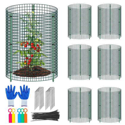 MUDEREK 6-set wire plant protectors assembly shields seedlings from small animals.