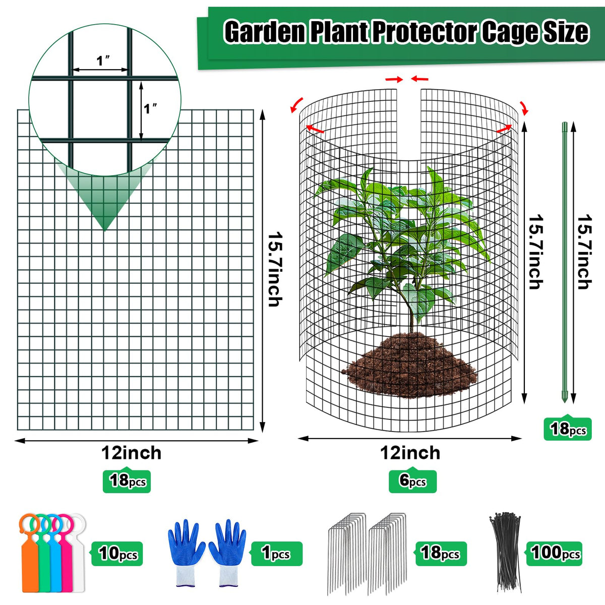 MUDEREK breathable metal mesh cage allows sun and water to reach plants.