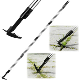 MUDEREK crack weeder with a long handle reaches narrow gaps for easy weed removal.