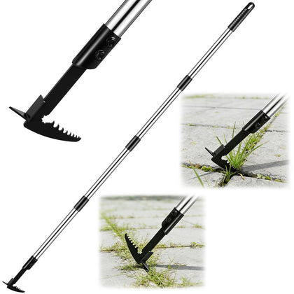 MUDEREK crack weeder with a long handle reaches narrow gaps for easy weed removal.