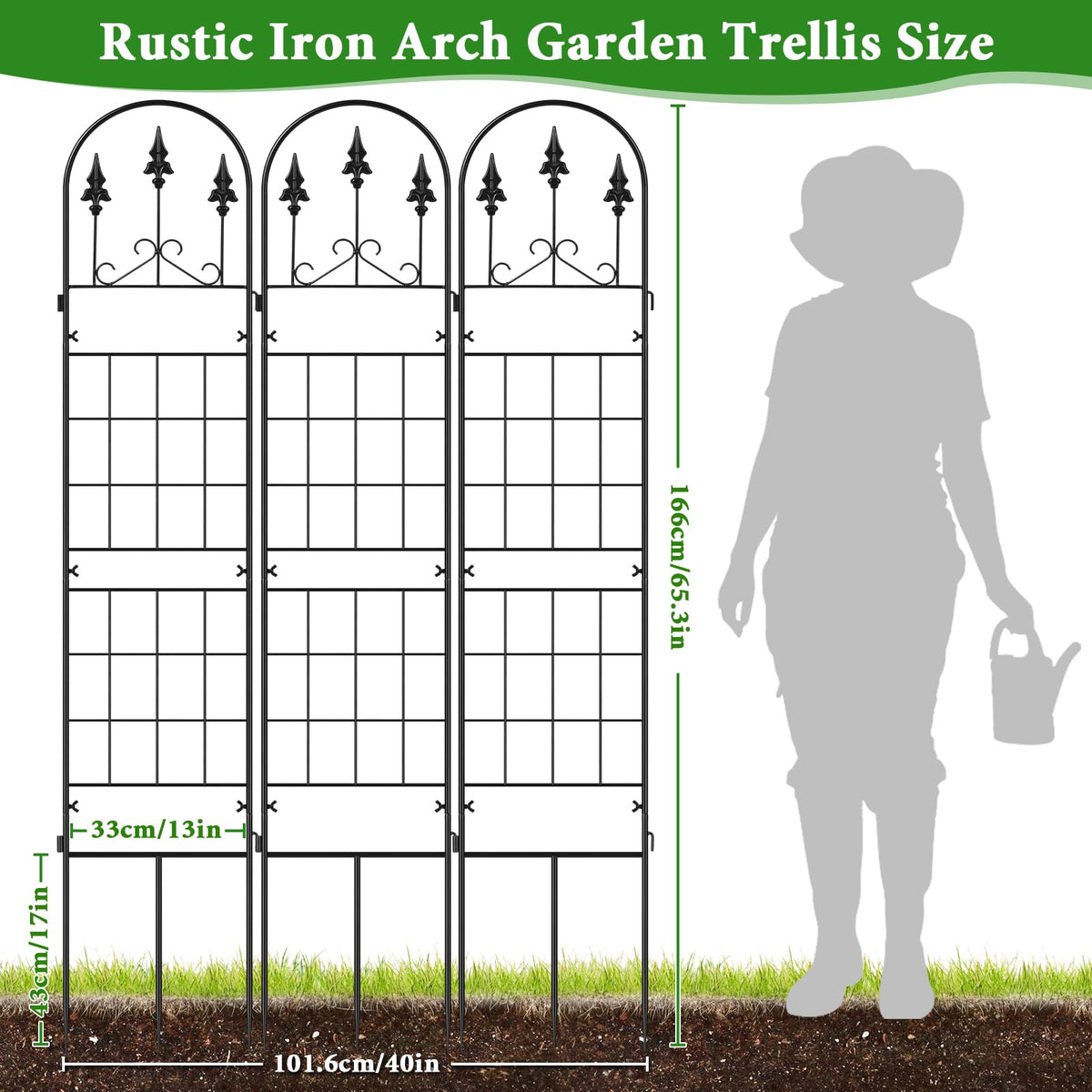 MUDEREK rustproof black powder coating protects the trellis from rain and sun