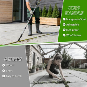 MUDEREK sidewalk weeder tool enables precise removal along walkways.