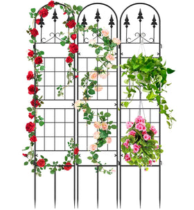 MUDEREK three-pack metal garden trellis panels support climbing plants with sturdy design