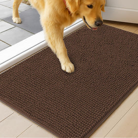 MudGuard Mat dog door mat showing muddy paw capture for cleaner entryways.