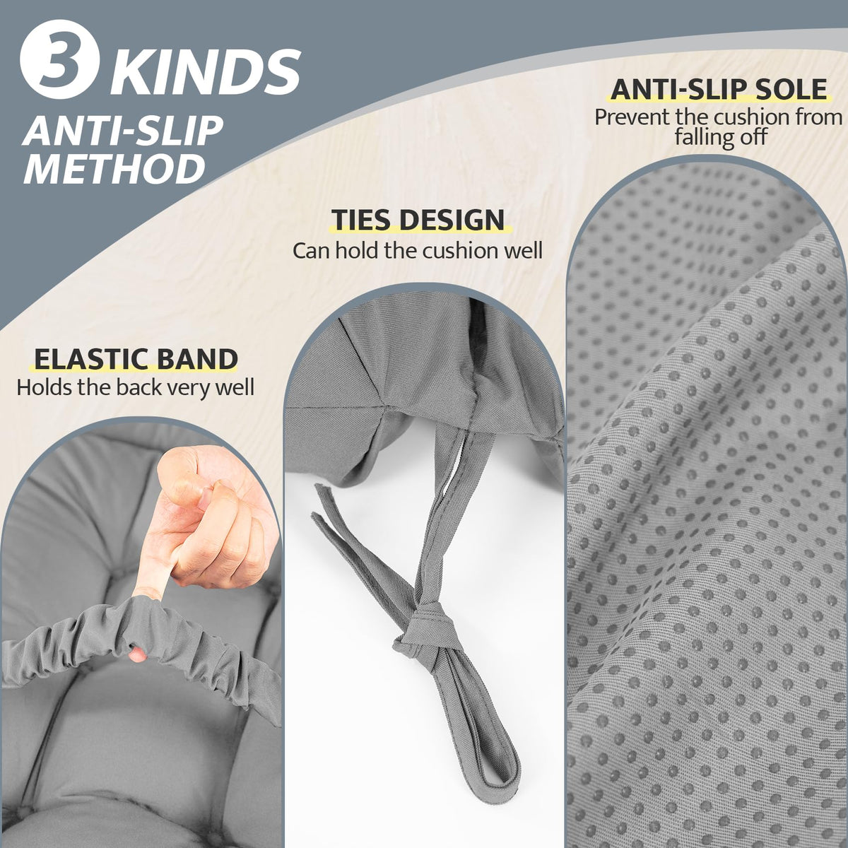 Mudilun Adirondack cushion anti-slip base ensures stable seating outdoors.