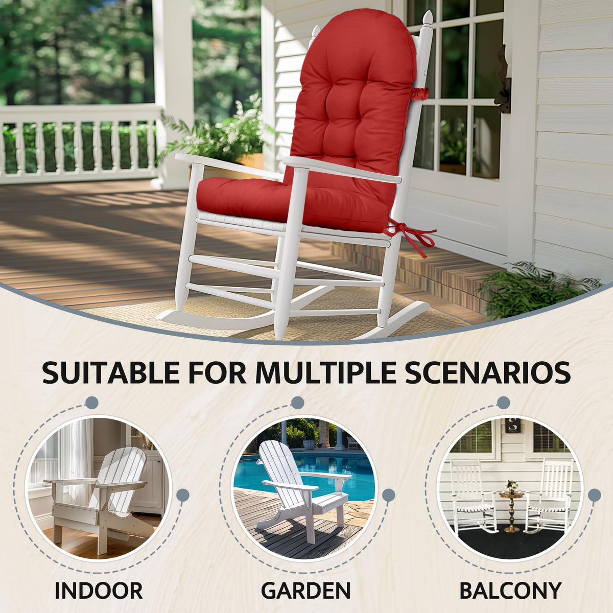 Mudilun chair cushion fabric highlights water resistance and easy spot cleaning.