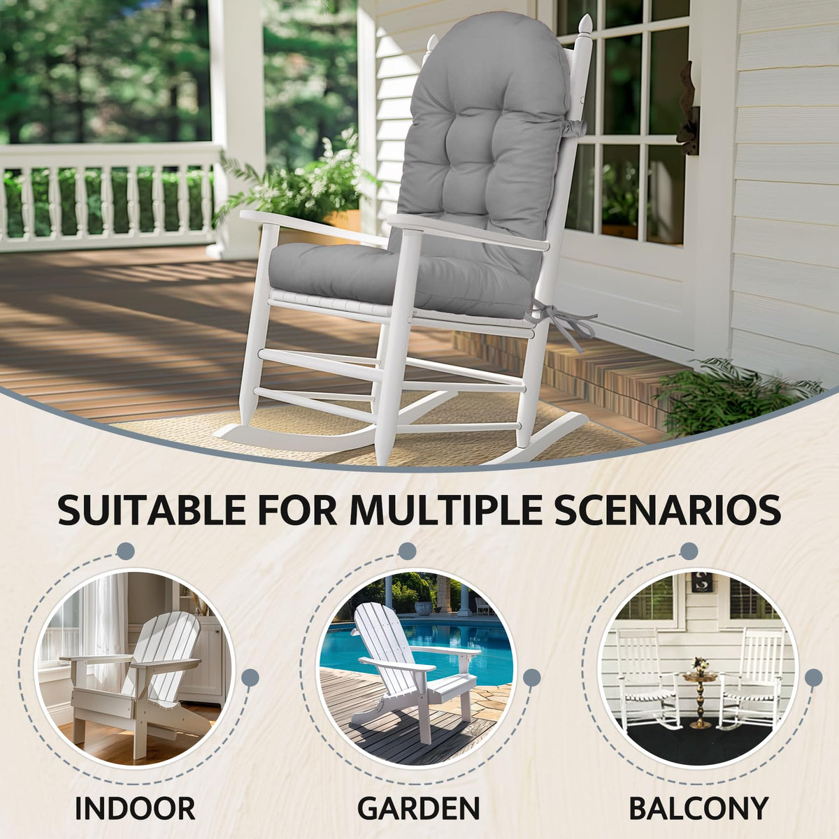 Mudilun cushion tie-closure demonstrates secure fit on chairs.