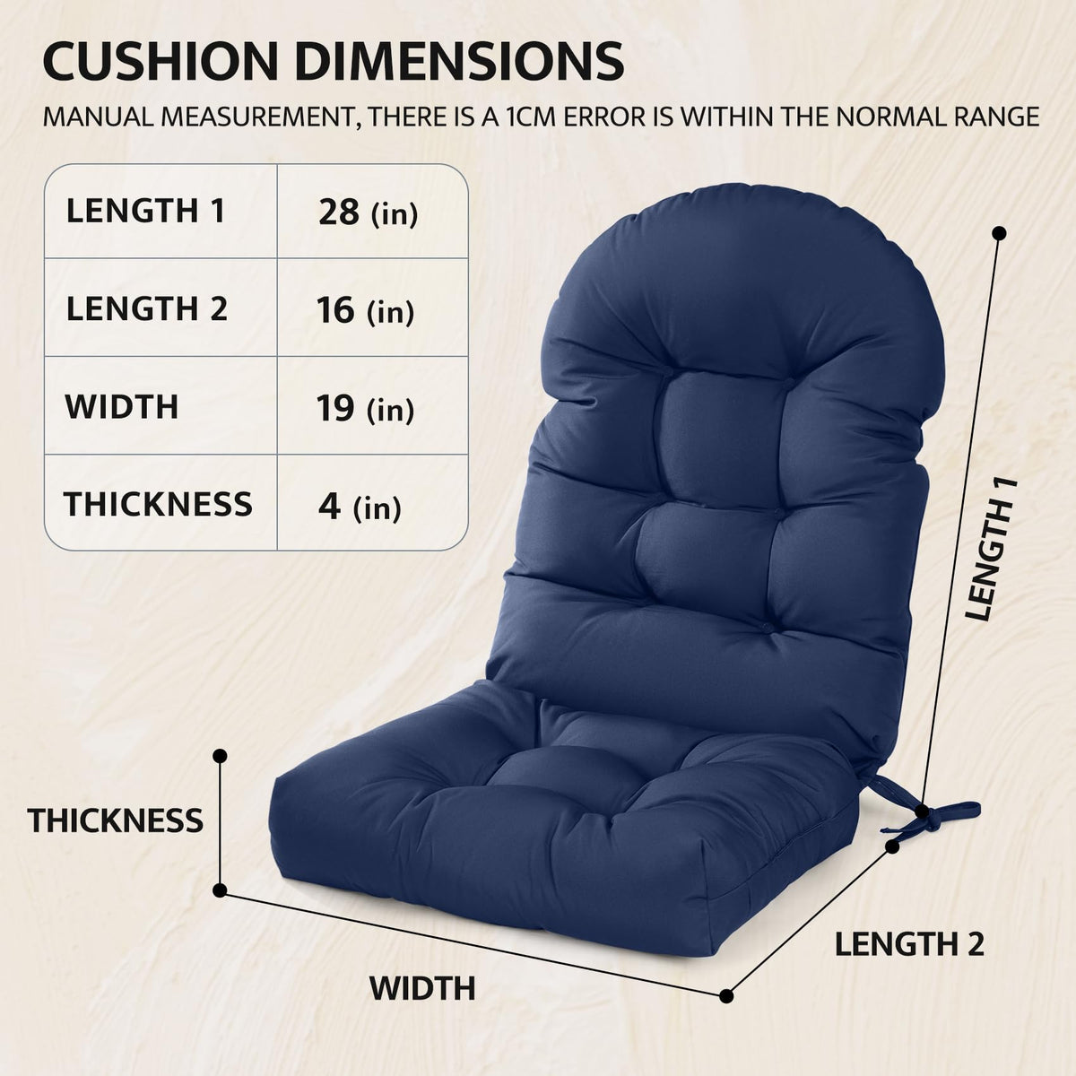 Mudilun Adirondack chair cushion tufted texture: elegant look and lasting resilience.