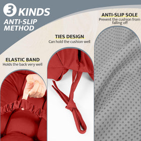 Mudilun cushion anti-slip bottom with ties keeps it firmly secured.