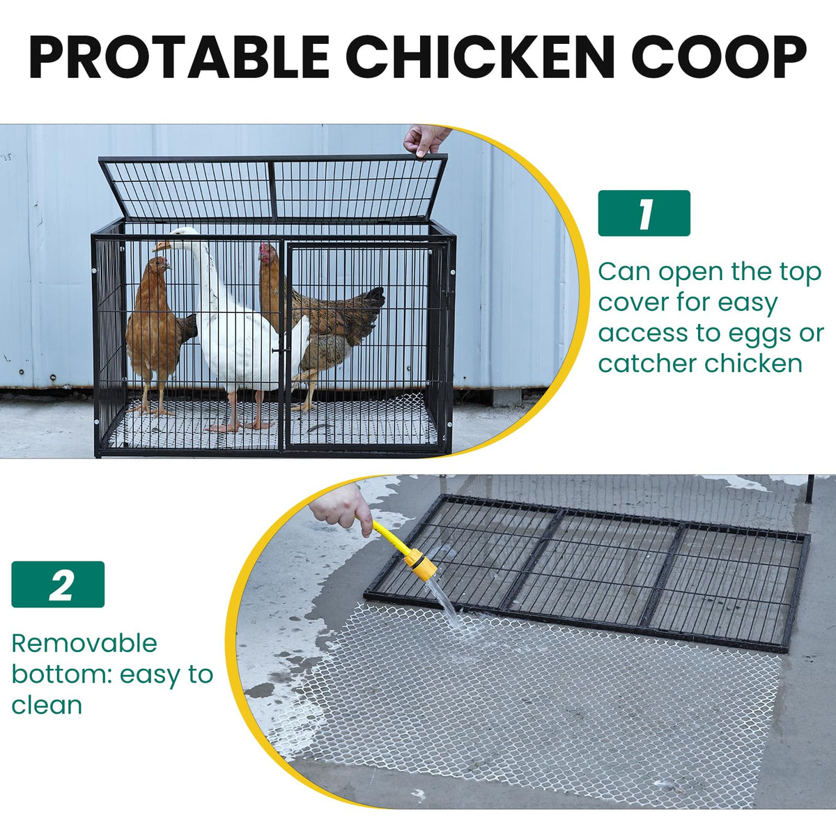 MUDUOBAN heavy-duty steel-wire coop with strong welds