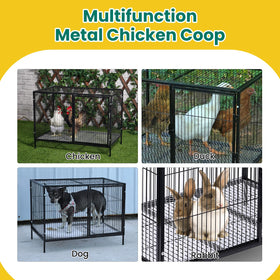 MUDUOBAN spacious metal coop suited for 4-6 birds