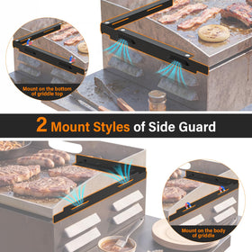 Mudvime wind guards front right provide wind protection on the 28 inch griddle