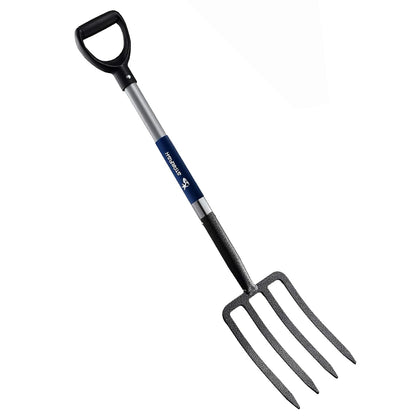 Mujocooker 4-tine spading fork with D-grip handle for precise digging.
