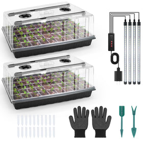 Mulctun 120-cell seed starter tray with grow light enhances early seed germination and uniform growth.