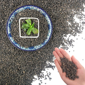 Mulctun 45lb lava rock bag front view enhances drainage for potted plants.
