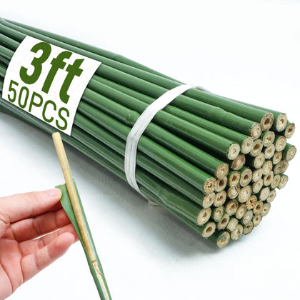 Mulctun 50-piece bamboo stakes pack for versatile garden support