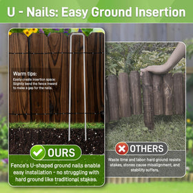 Mulctun Dark brown edging with visible grain for a natural garden look.