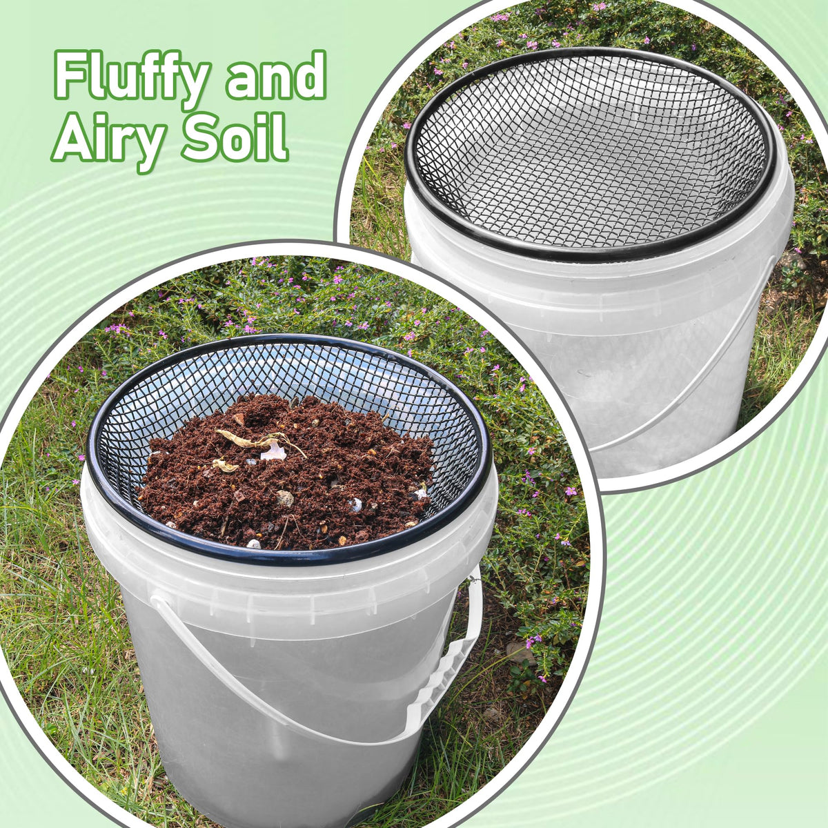 Mulctun dirt sifter featuring a durable black finish.