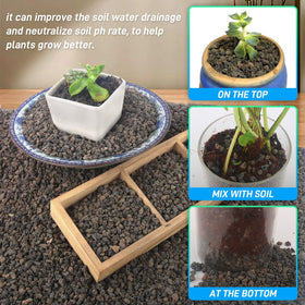 Mulctun lava rock terrarium fairy garden adds natural texture and soil aeration.