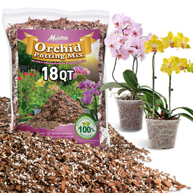 Mulctun Orchid Bark Potting Mix 18QT bag front, ready for repotting.