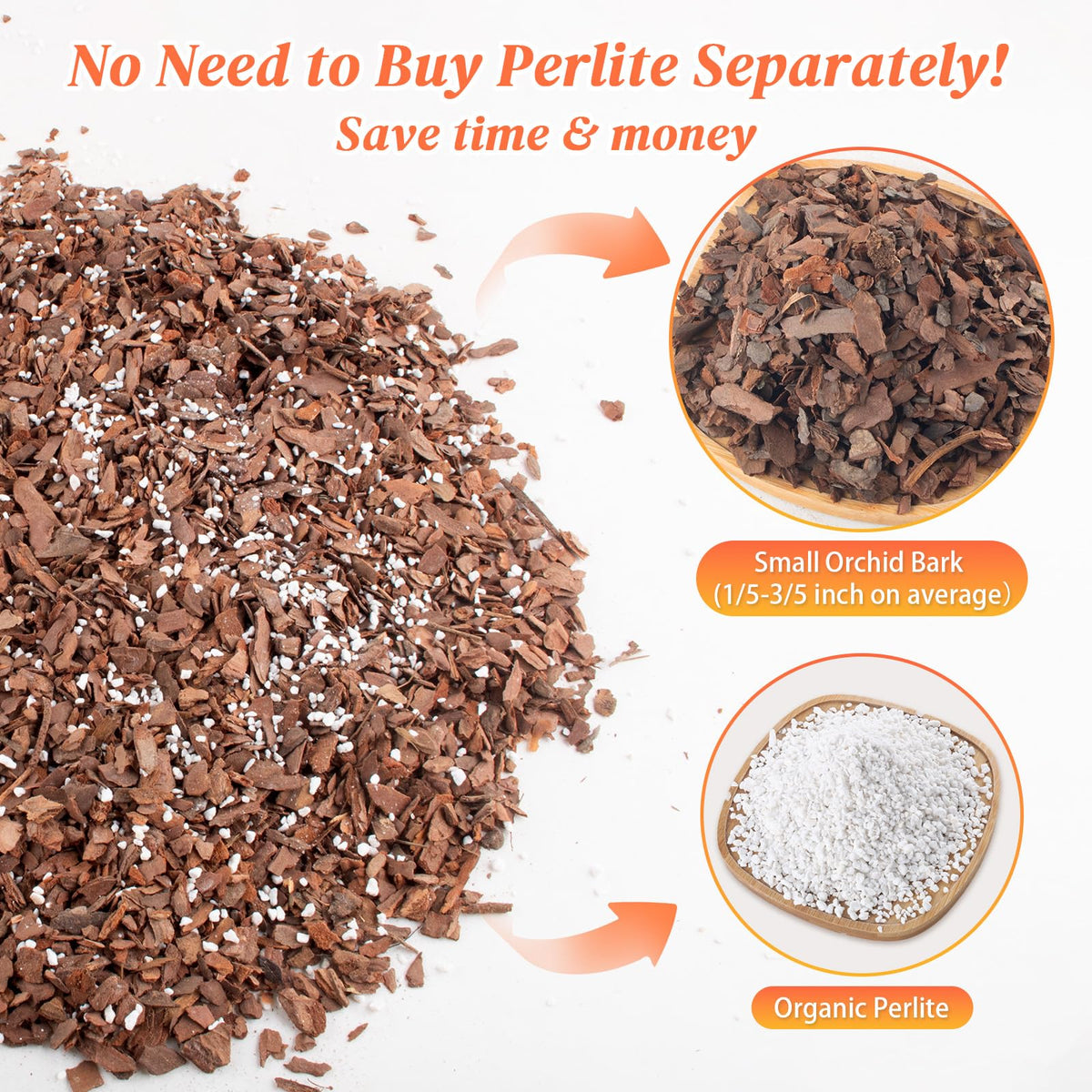 Mulctun Orchid Bark Potting Mix with airy texture promotes aeration.
