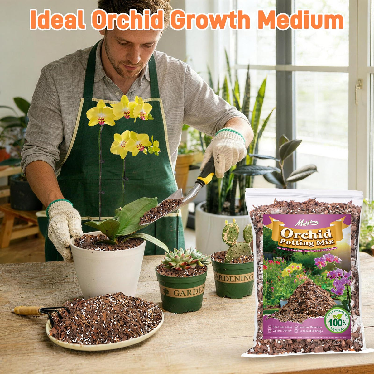 Mulctun orchid mix available in multiple bag sizes for scalability.