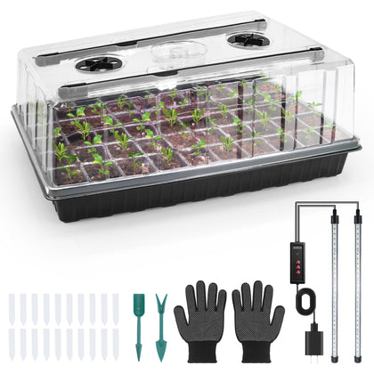 Mulctun seed starter 60-cell tray enables efficient germination and seedling growth.